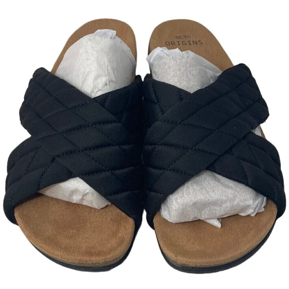 Earth Origins Oceana Size 6 Wide Women's Casual Sandal Black